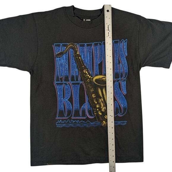 Vintage Memphis Blues 90s Jazz Tennessee Black Single Stich Shirt Size Medium - Picture 3 of 6